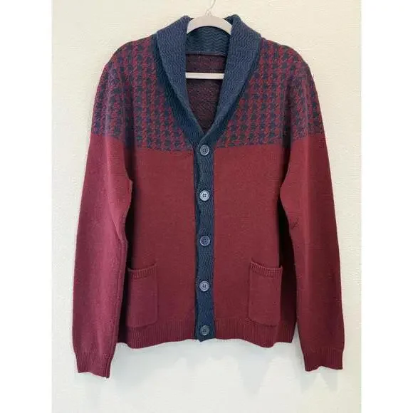 KIER + Jshawl collar houndstooth wool & cashmere blend cardigan